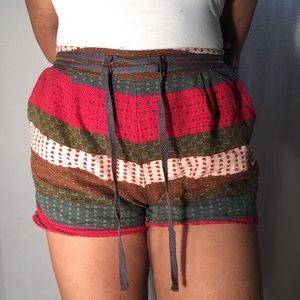 Red and brown shorts